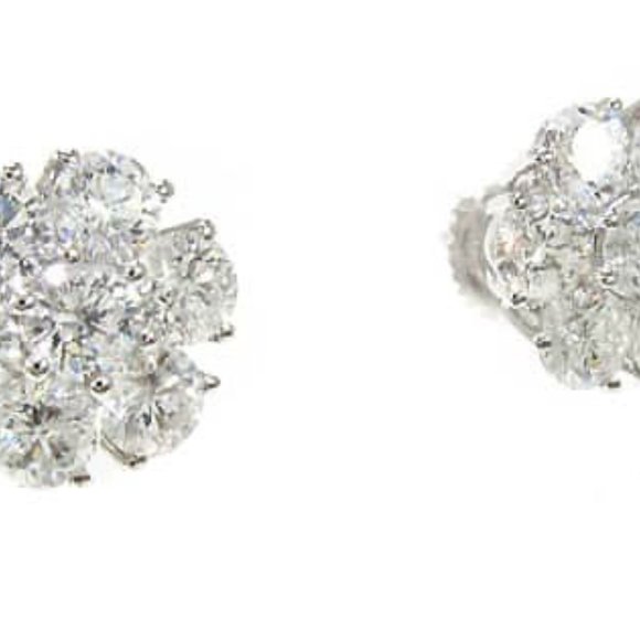 14k Gold 0.95 ct Diamond Cluster Stud Earring - Picture 3 of 5